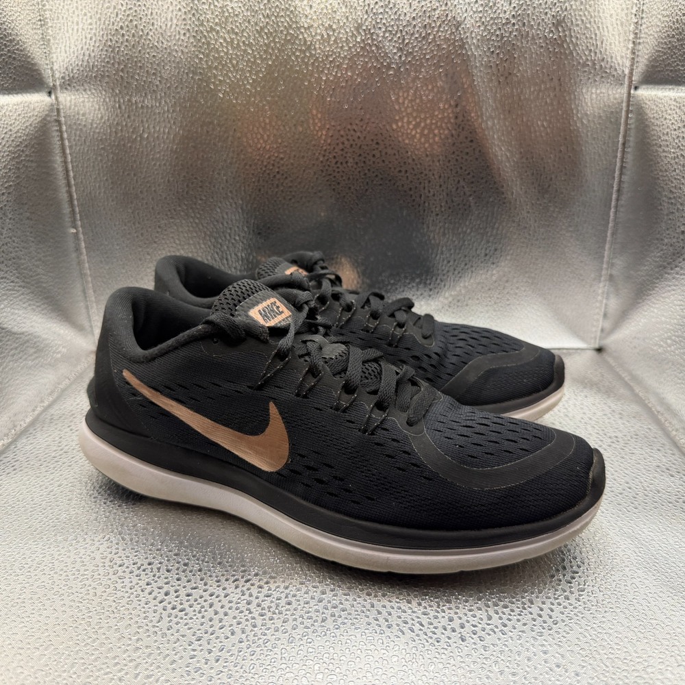 Size 8 Nike Flex 2017 Run Black Womens Low Top Lace‎ Up Running Shoes 898476-008